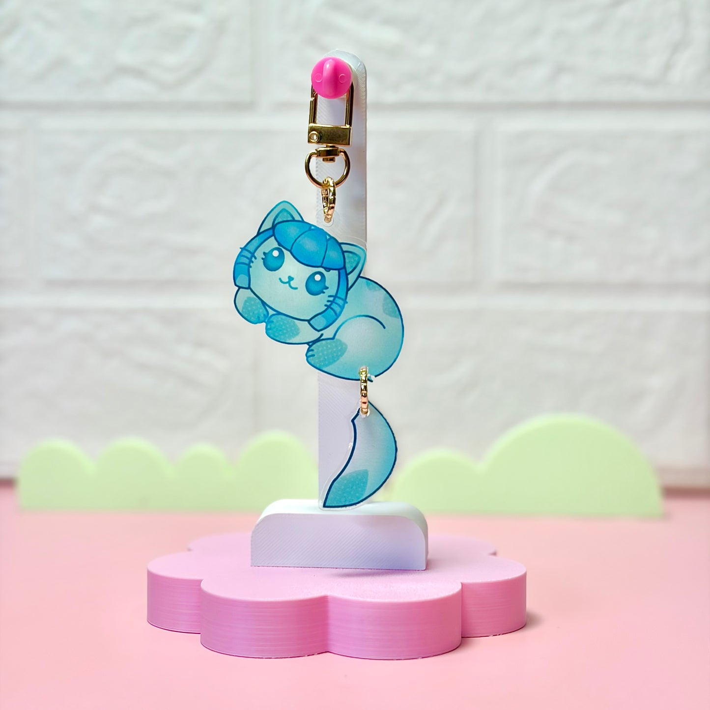 Kittylution Teal Keychain