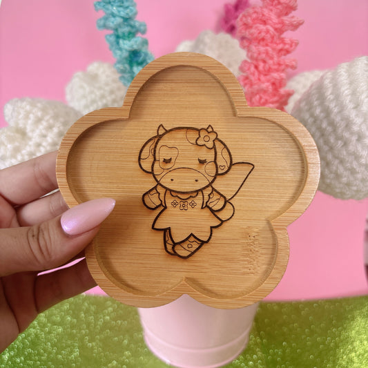 Fairy Peony the Cow Wood Coaster