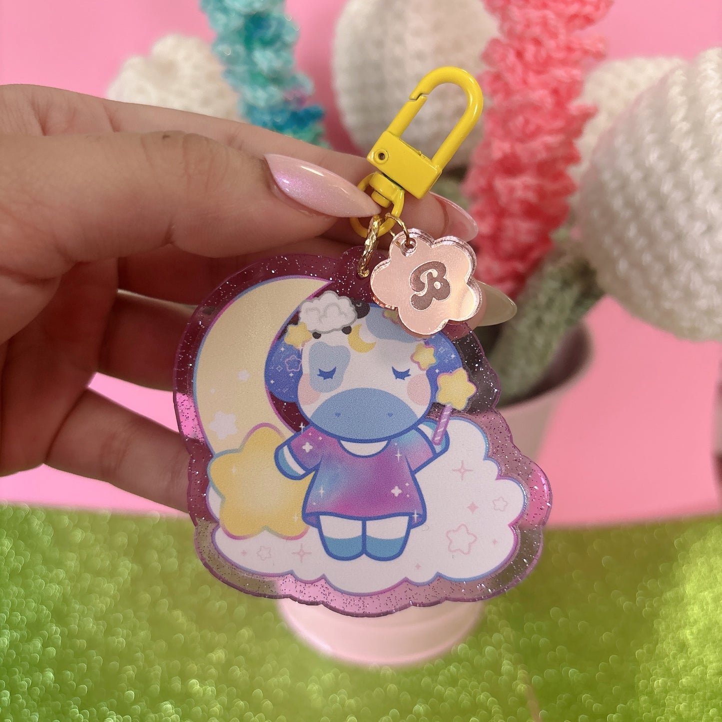 Dreamy Pixie the Cow Keychain