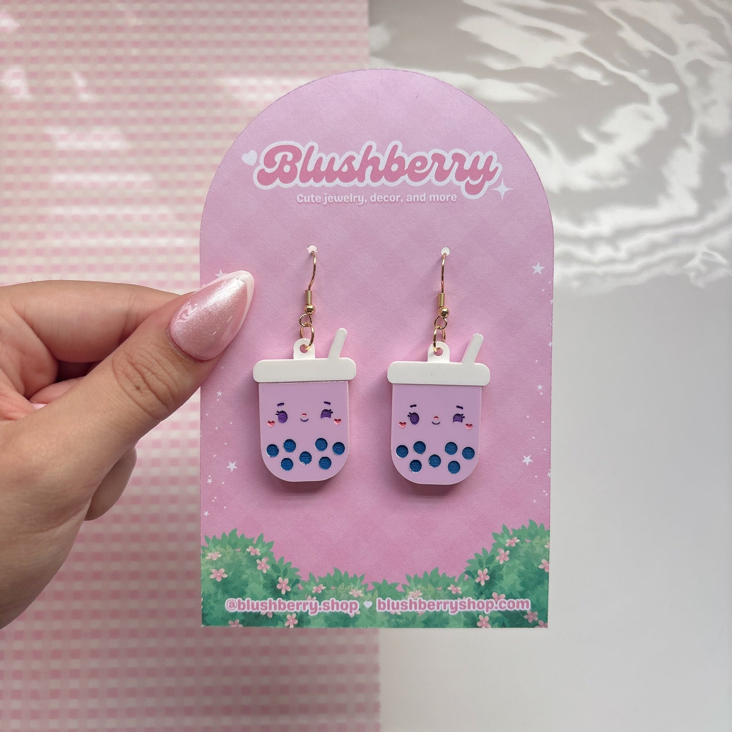 Taro Boba Earrings