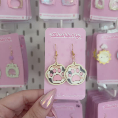 Calico Paw Mini Earrings